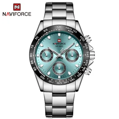 Naviforce NF9193 luxury China men quartz watch stylish Stainless steel band 3 dials week display character business wristwatch